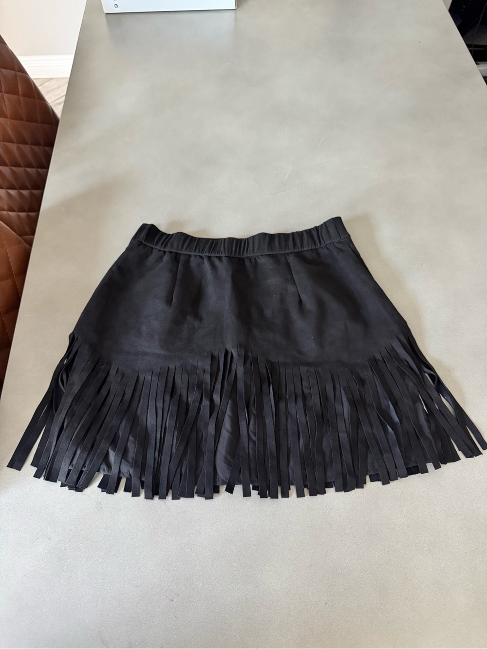 SHEIN Black Mini Skirt with Fringe and Gold Studs - Picture 4 of 4
